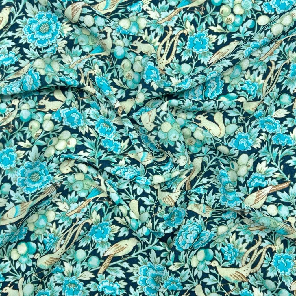 Flowers and Birds Crepe Fabric - Pound Fabrics