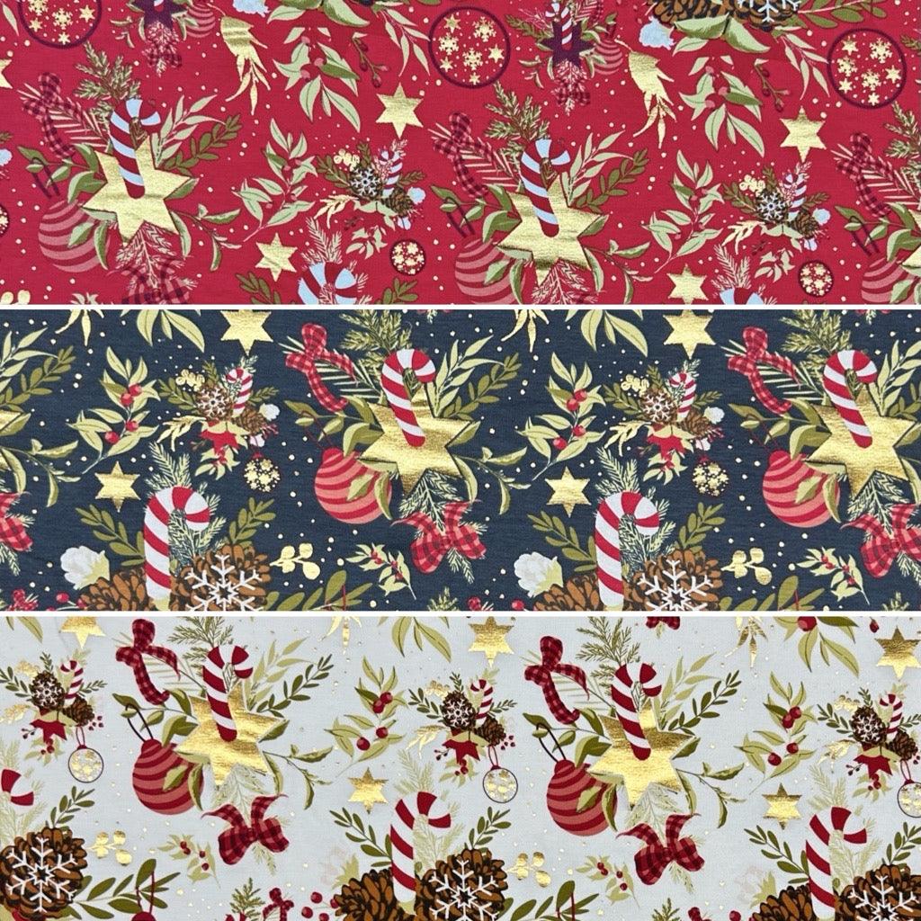 Sparkly Christmas Decor Cotton Jersey Fabric - Pound Fabrics