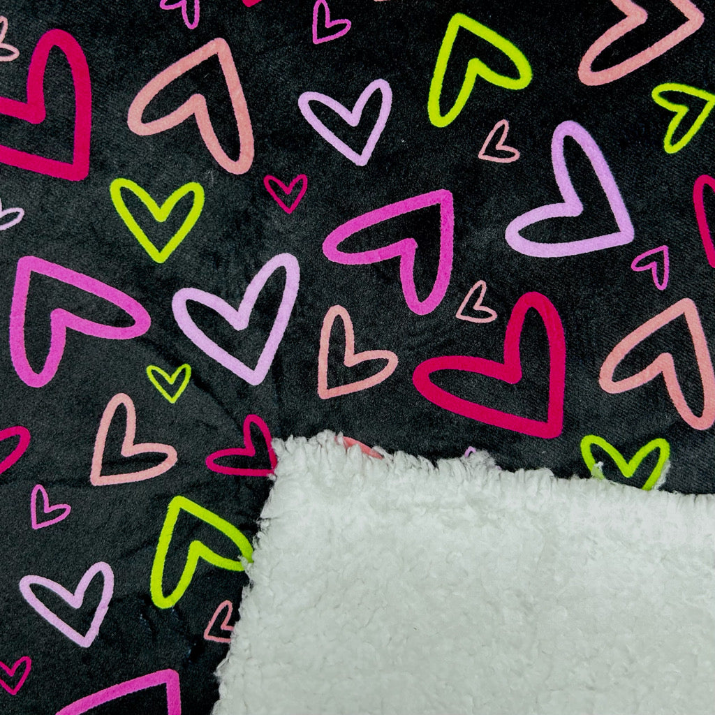Urban Hearts Sherpa Fur Backed Fleece Fabric