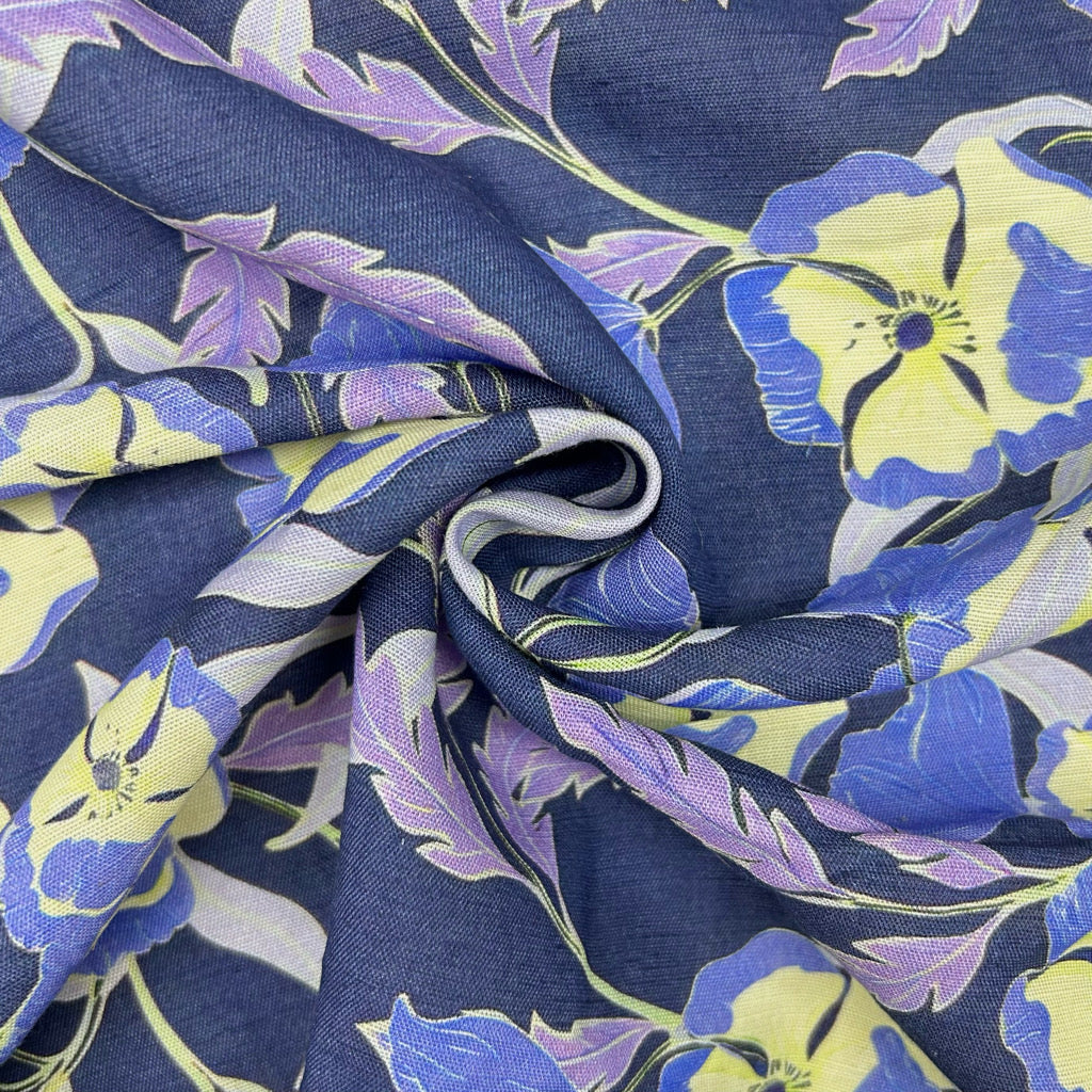 Evening Blossom Bamboo Linen Blend Fabric