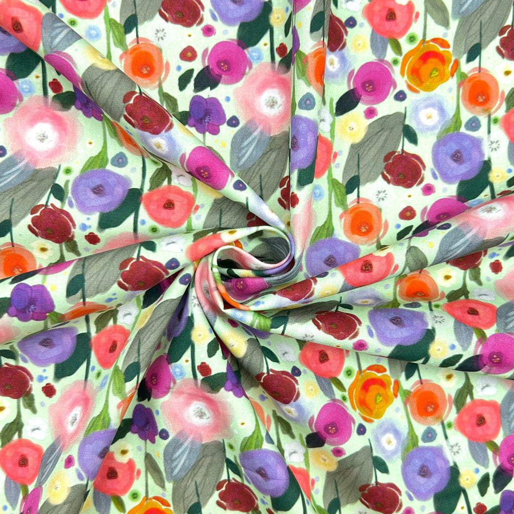 Happy Flowers Rose & Hubble Cotton Poplin Fabric