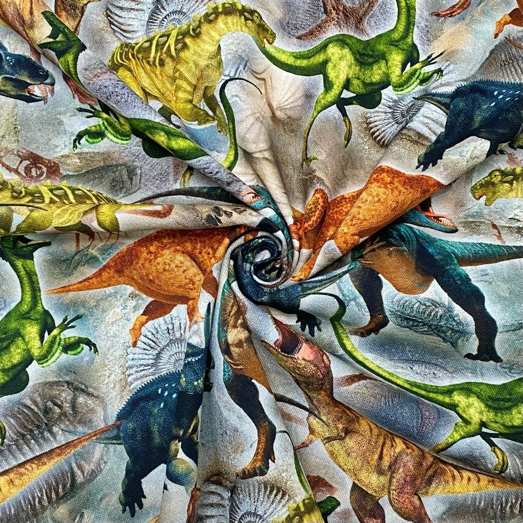 Dinosaurs Digital Print Cotton Canvas Fabric