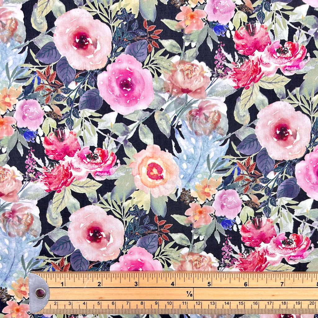 Cottage Bloom Rose & Hubble Cotton Poplin Fabric