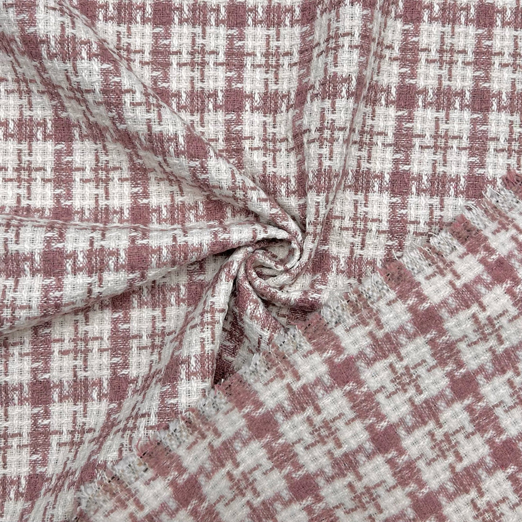 Checkered Squares Brushed Tweed Fabric - Pound Fabrics