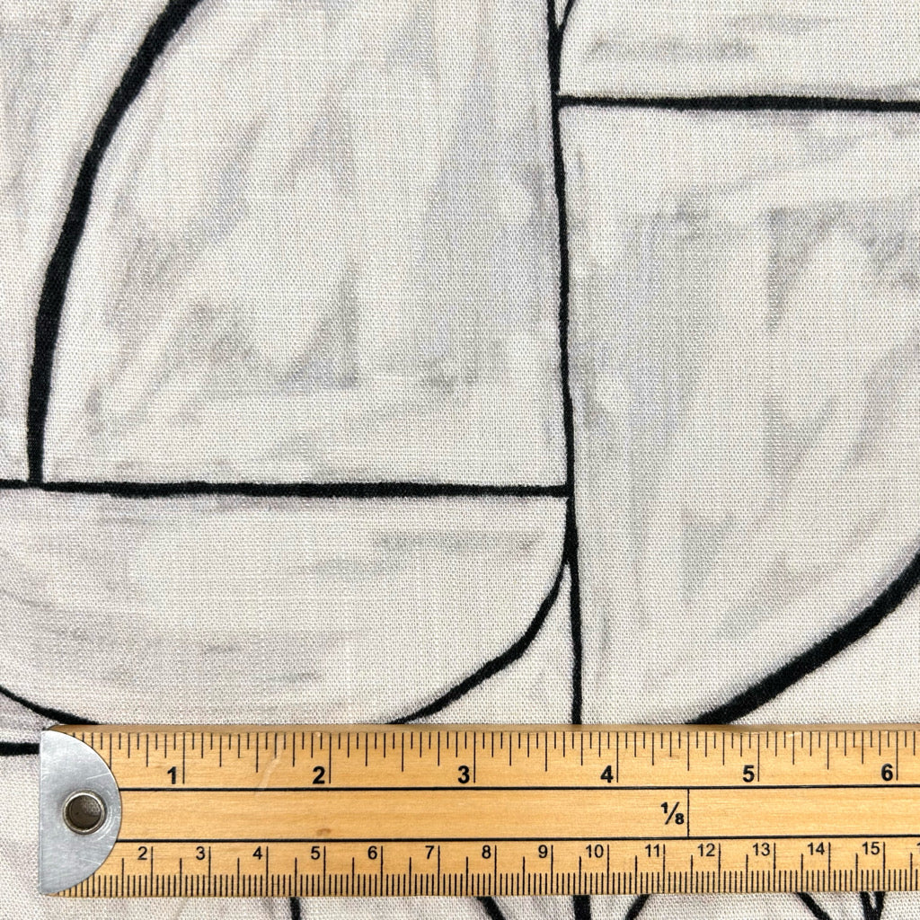 Abstract Block Stretch Linen Mix Fabric