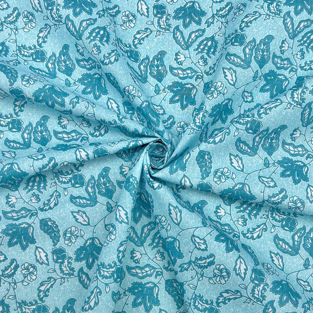 Outlined Flowers Polycotton Fabric