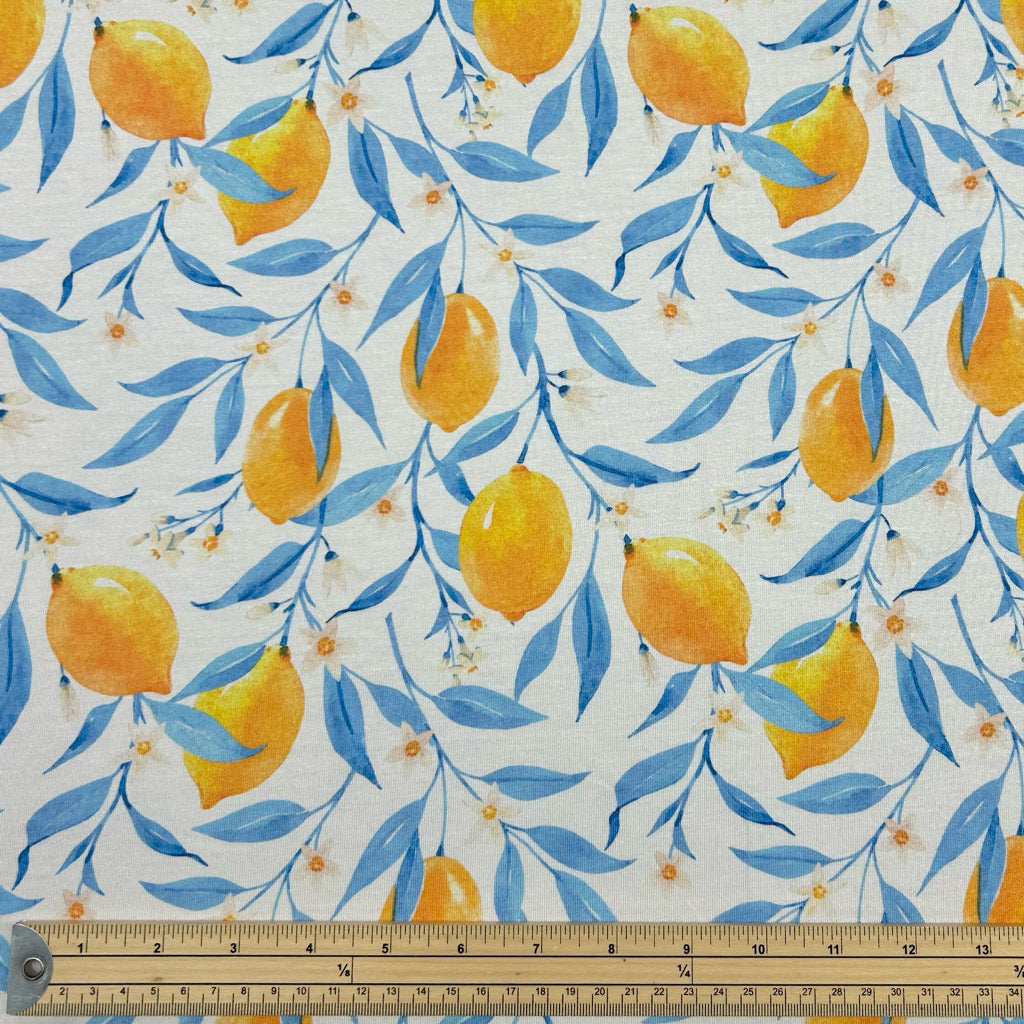 Lemon Branches Viscose Jersey Fabric - Clearance