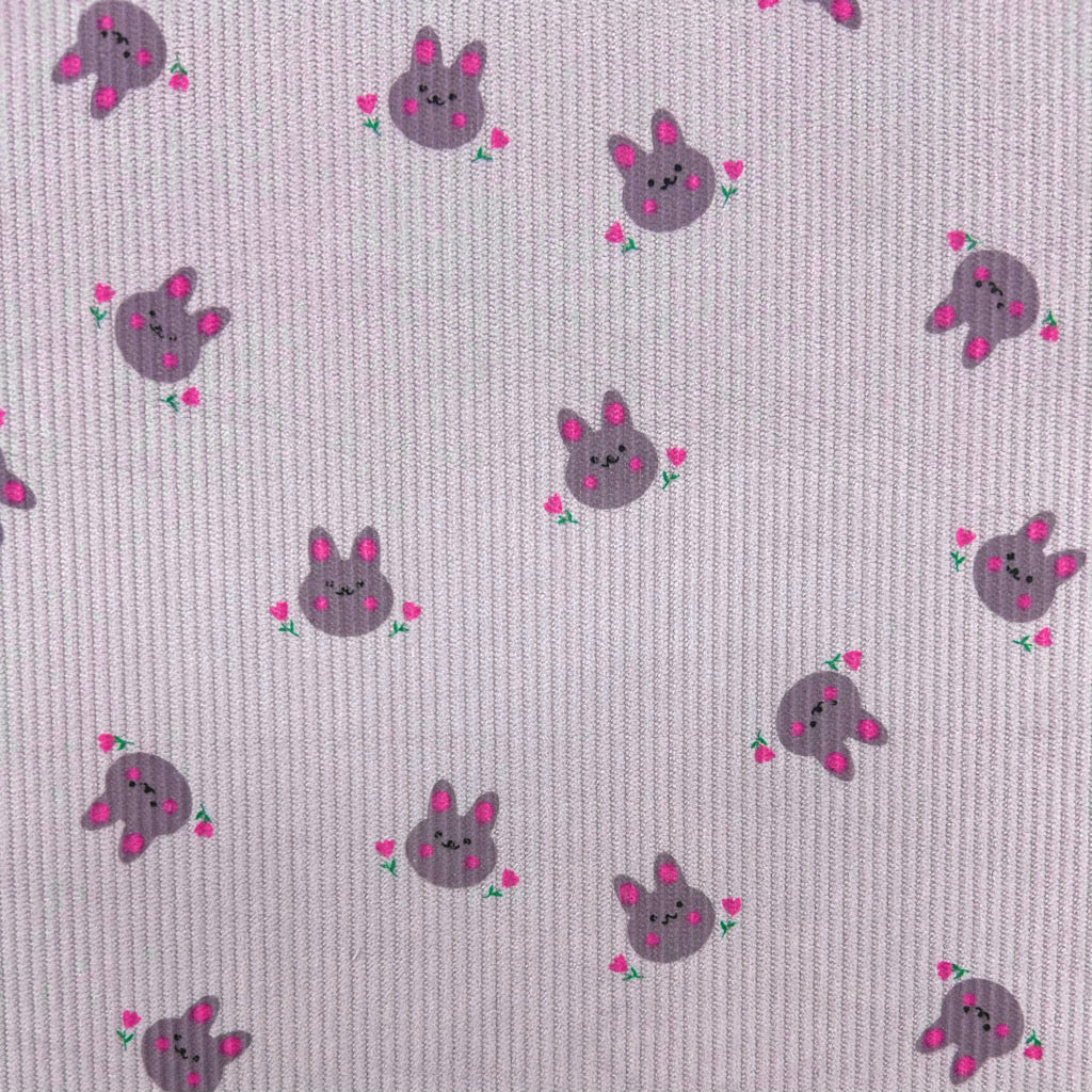 Cute Bunnies Stretch Corduroy Fabric