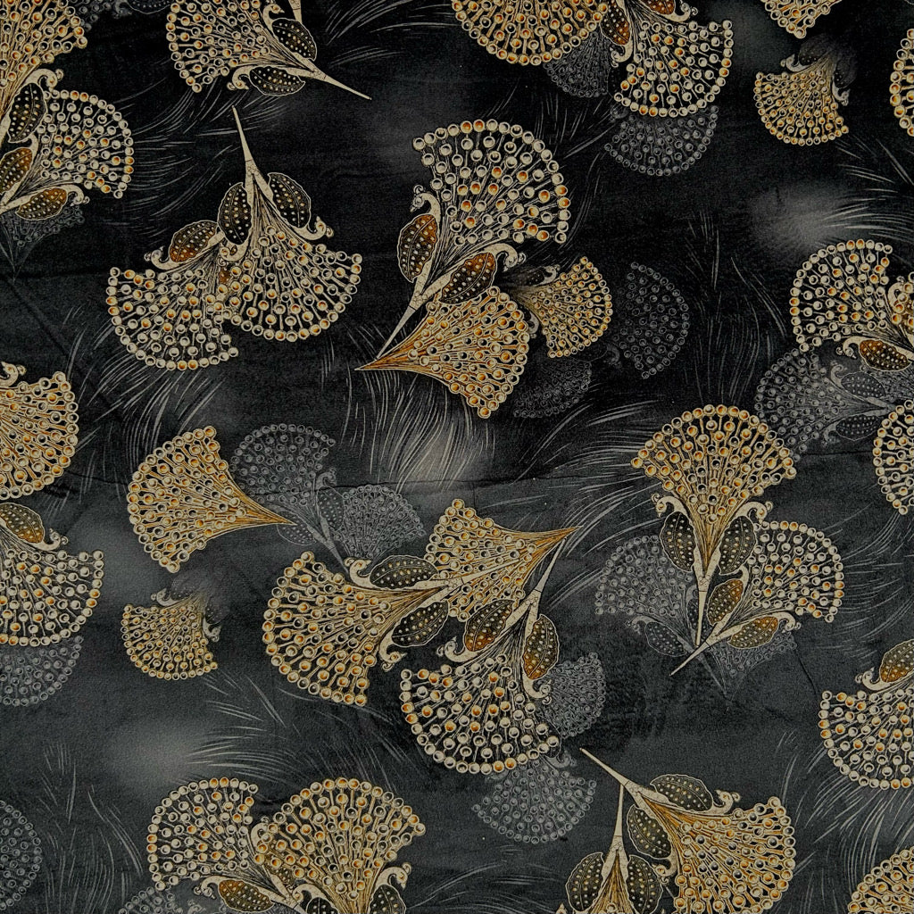 Peacock Garden Stretch Velvet Fabric