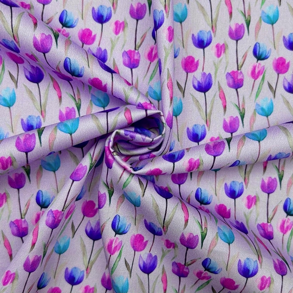 Painted Tulips Cotton Sateen Fabric
