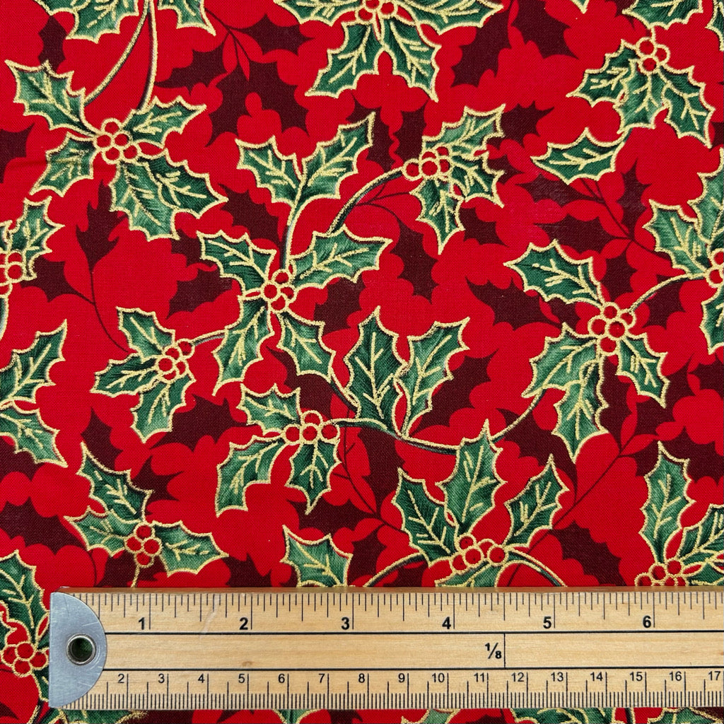 Winter Leaves Christmas Cotton Fabric