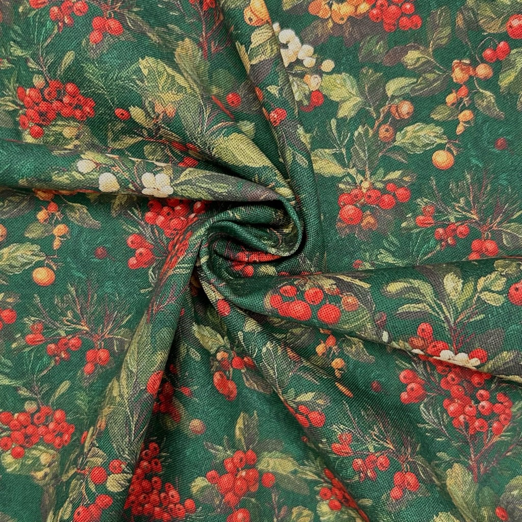 Woodland Berries Christmas Cotton Fabric