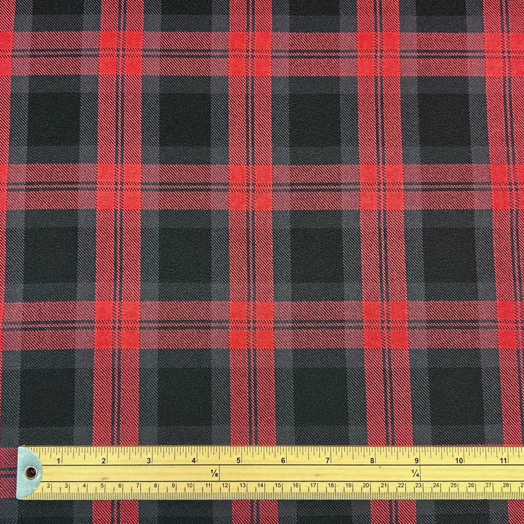 Red and Black Checkered Suiting Fabric - Pound Fabrics