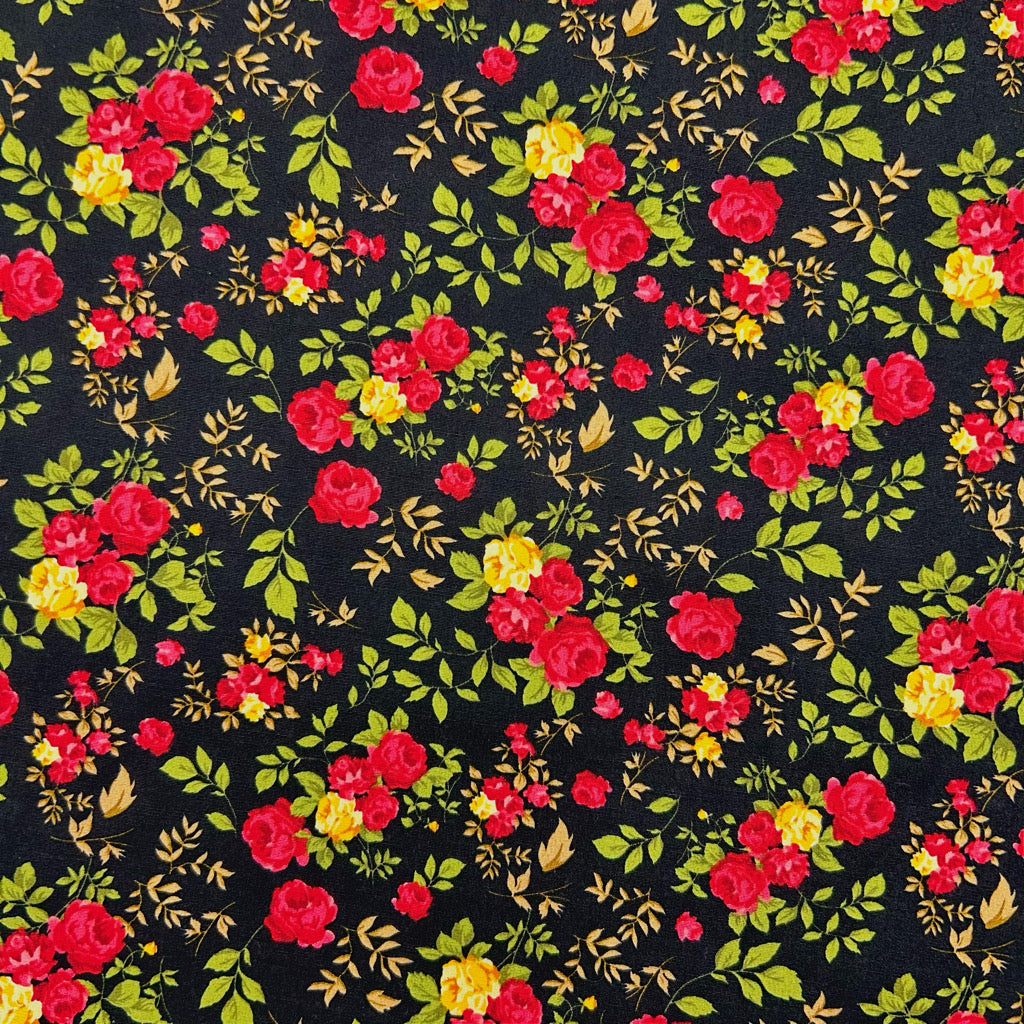 Garden Roses Rose & Hubble Cotton Poplin Fabric