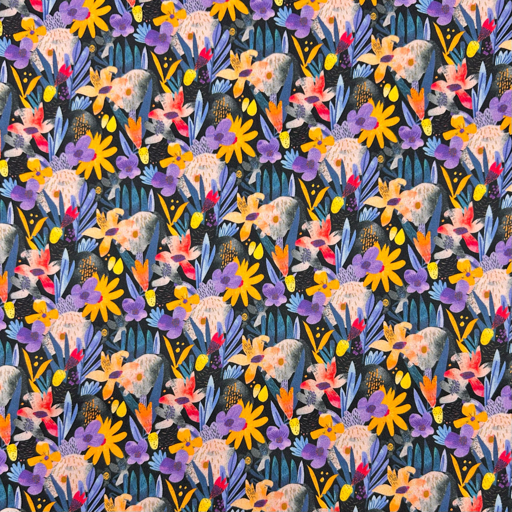 Botanical Fiesta Cotton Sateen Fabric