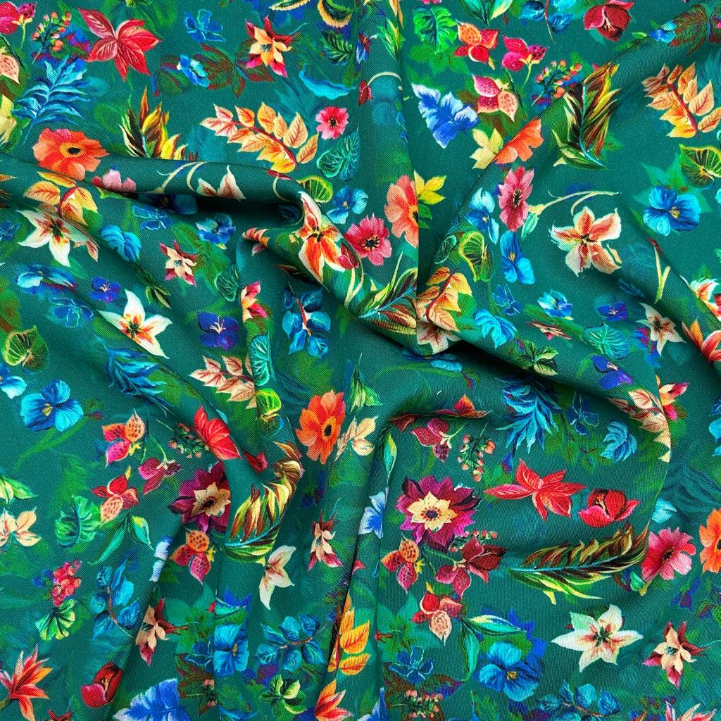 Vibrant Garden Viscose Twill Fabric - Pound Fabrics