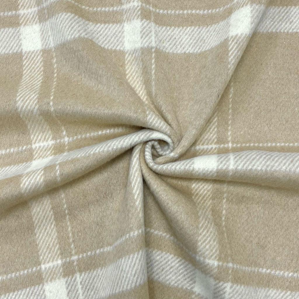 Beige and White Checkered Wool Blend Fabric - 2 metres for £9.95 #11 - Pound Fabrics