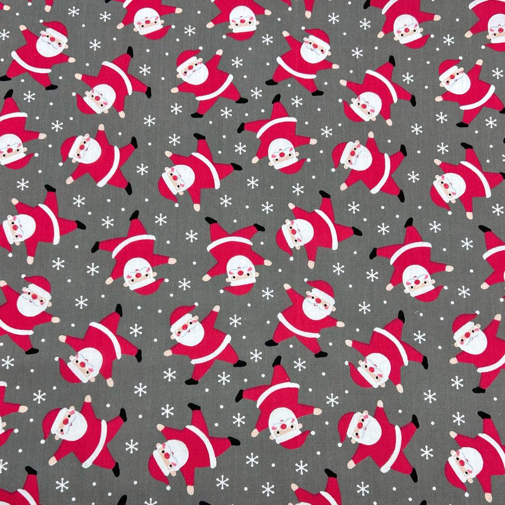 Happy Santa Polycotton Fabric - Pound Fabrics