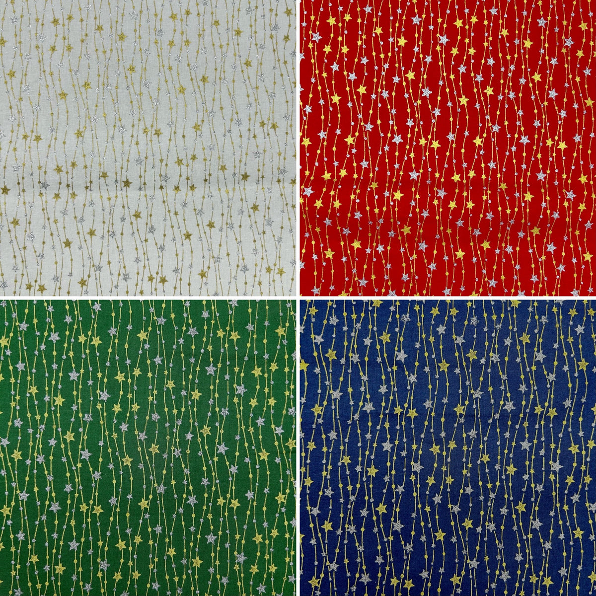 Hanging Stars Christmas Cotton Fabric
