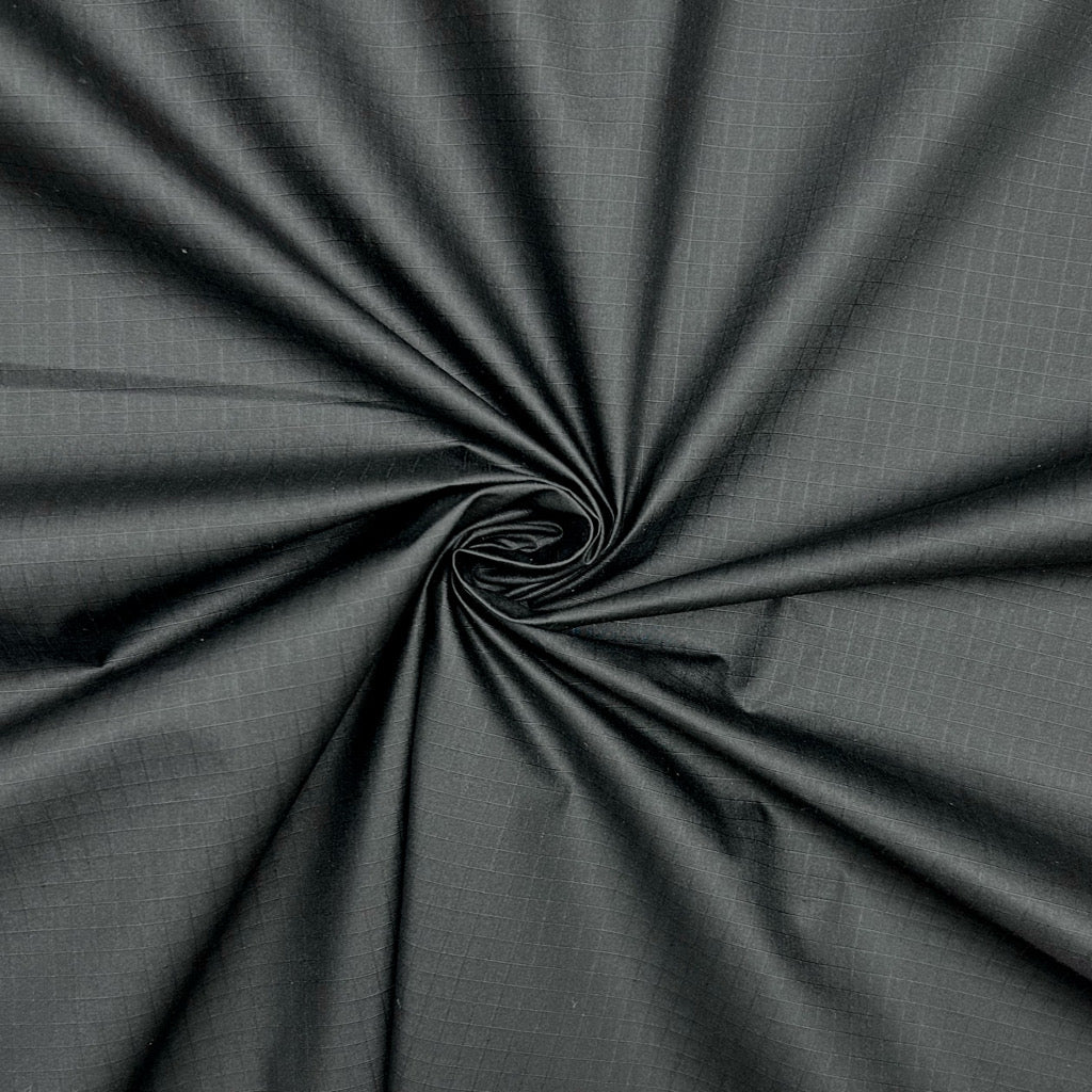 Black Check Water Resistant Ripstop Fabric
