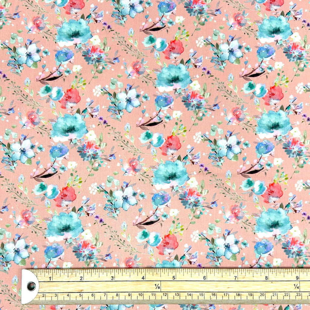 Petal Splash Rose & Hubble Cotton Poplin Fabric