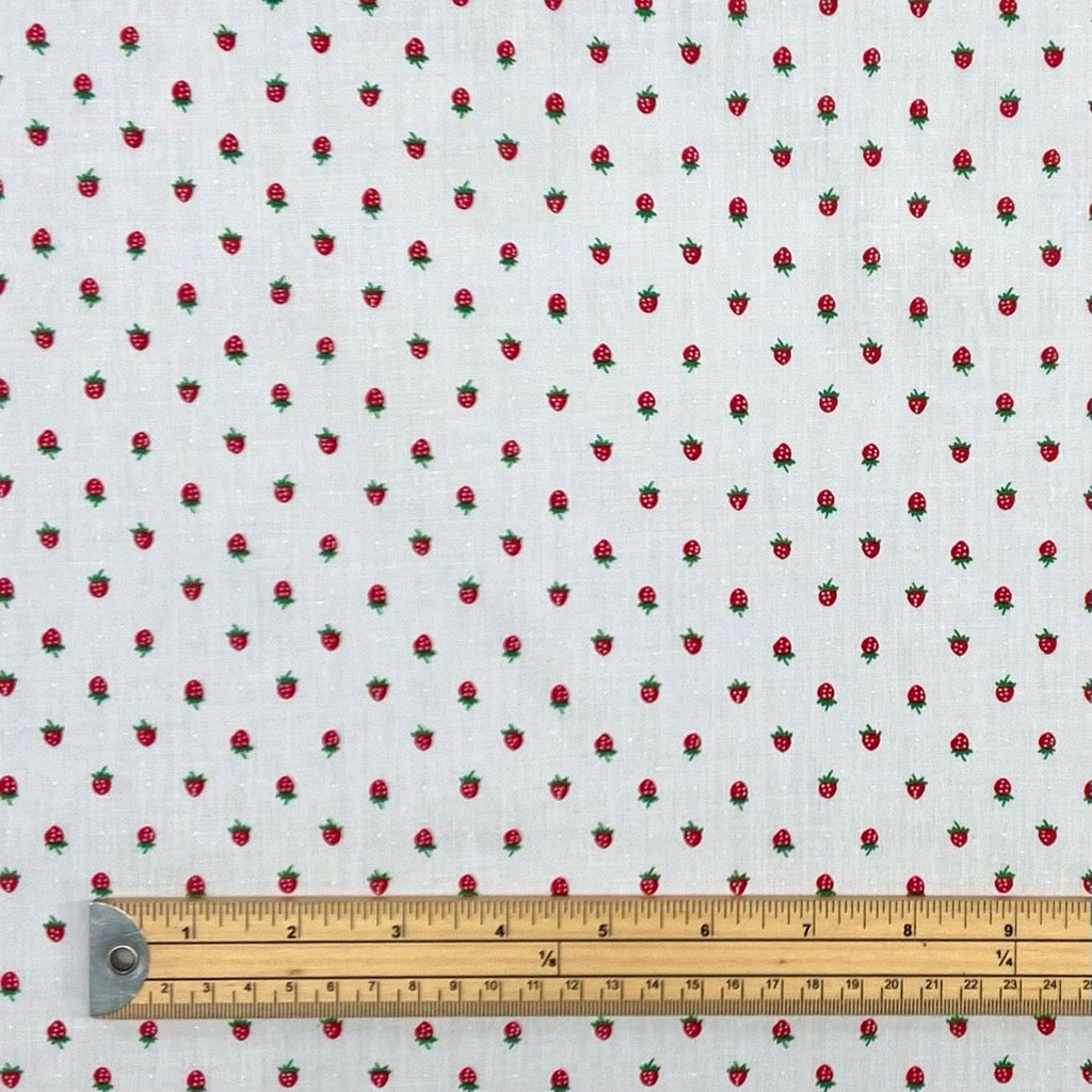 Small Strawberries Polycotton Fabric