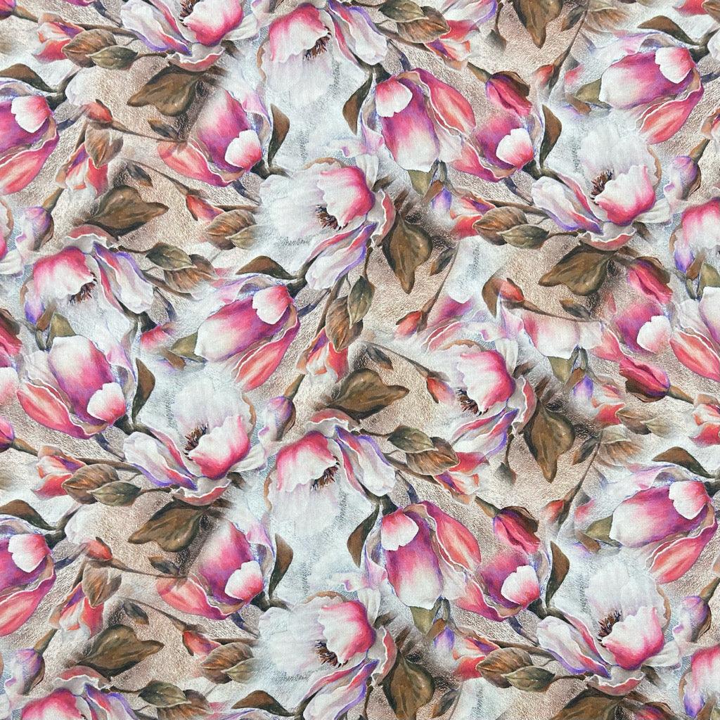 Pink/Purple Blooms Viscose Lawn Fabric - Pound Fabrics