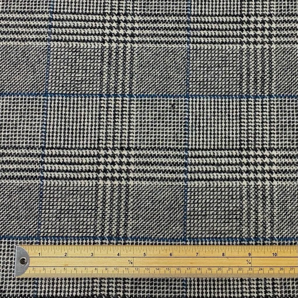 Blue/Black/White Checkered Wool Blend Fabric - 2 metres for £9.95 #16 - Pound Fabrics