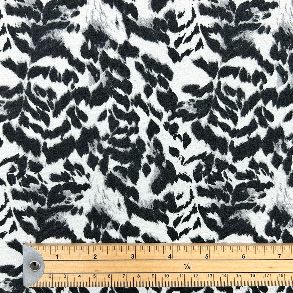 Midnight Leopard Polyester Crepe Fabric