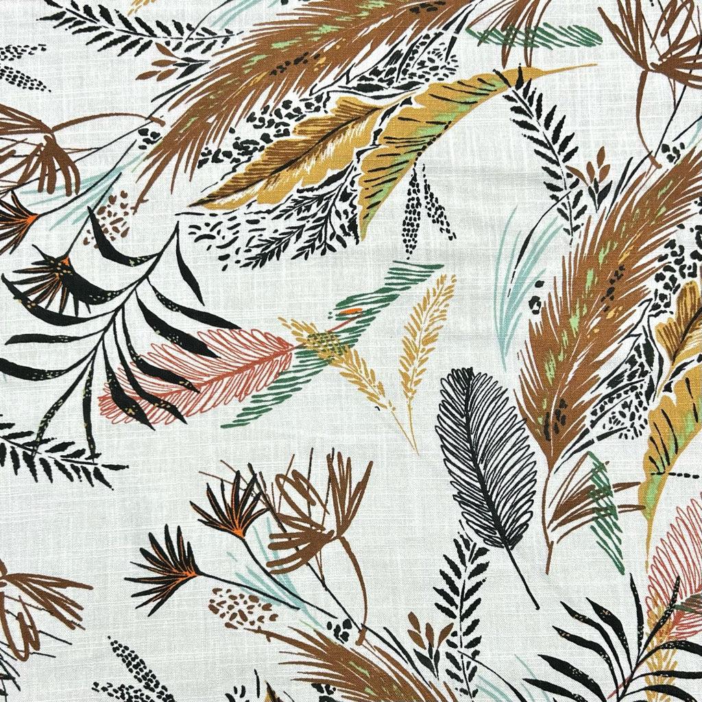 Leaf Drawings Linen Viscose Fabric - Pound Fabrics