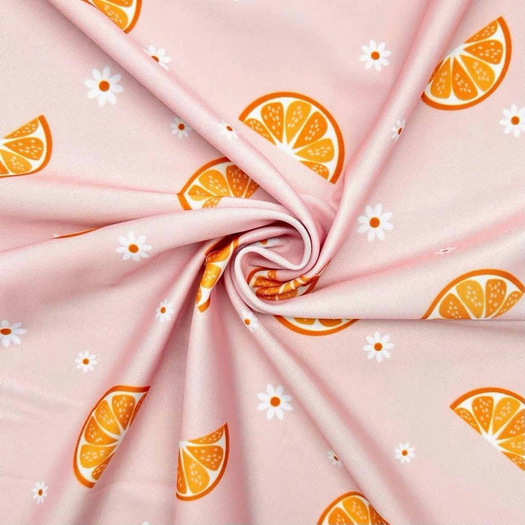 Orange and Daisy Swimwear Jersey Fabric