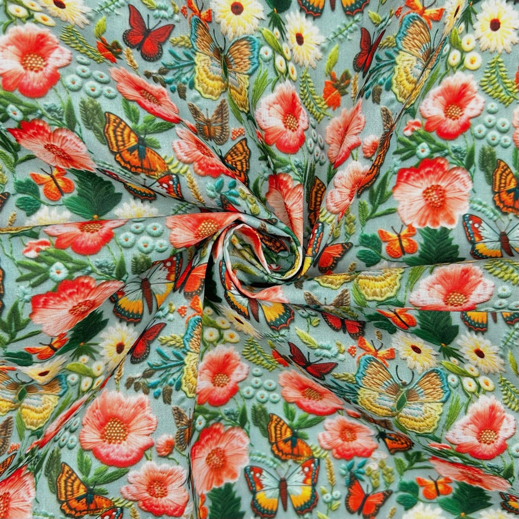 Wings in Bloom Polycotton Fabric