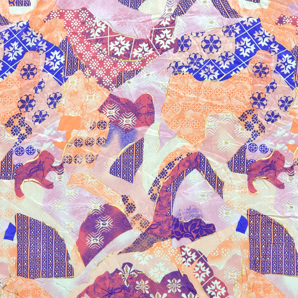 Mixed Panels Silky Polyester Fabric