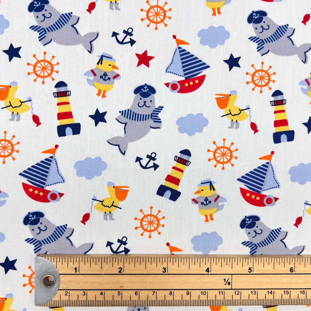 Seaside Sailors Rose & Hubble Cotton Poplin Fabric