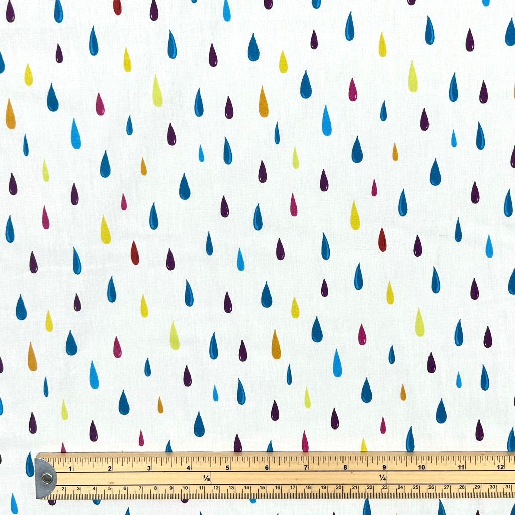 Raindrops Cotton Poplin Fabric