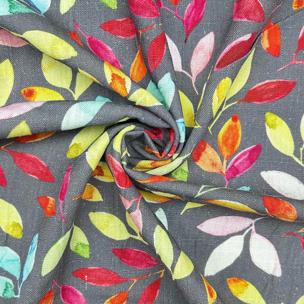 Painted Leaves Linen Viscose Fabric