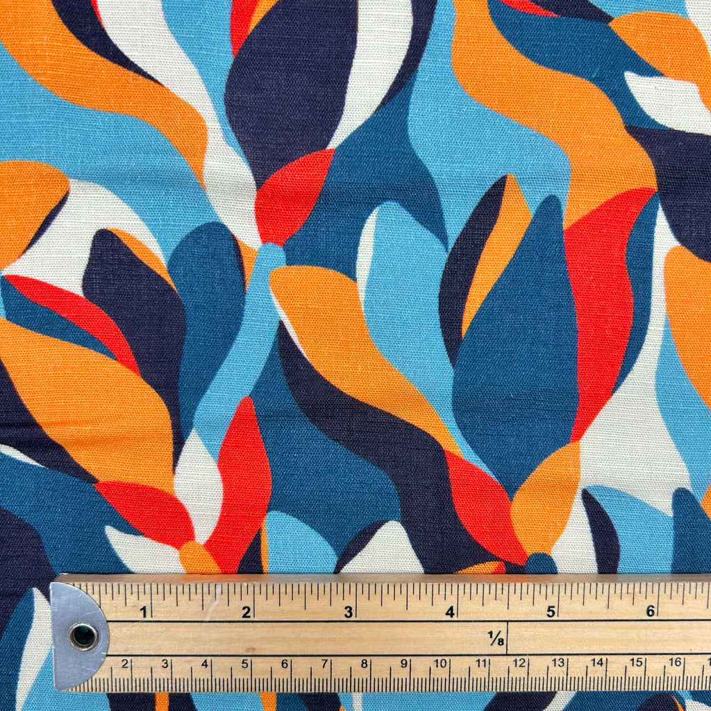 Flowing Leaves Bamboo Linen Blend Fabric