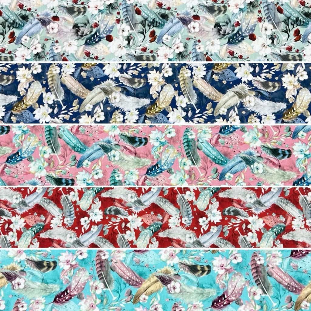 Feathers and Flowers Rose &amp; Hubble Cotton Poplin Fabric - Pound Fabrics