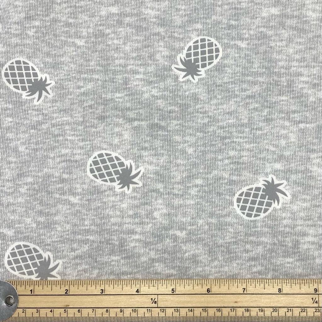 Pineapples on Grey Fleece-Backed Jersey - 1m Pre-cut - Pound Fabrics