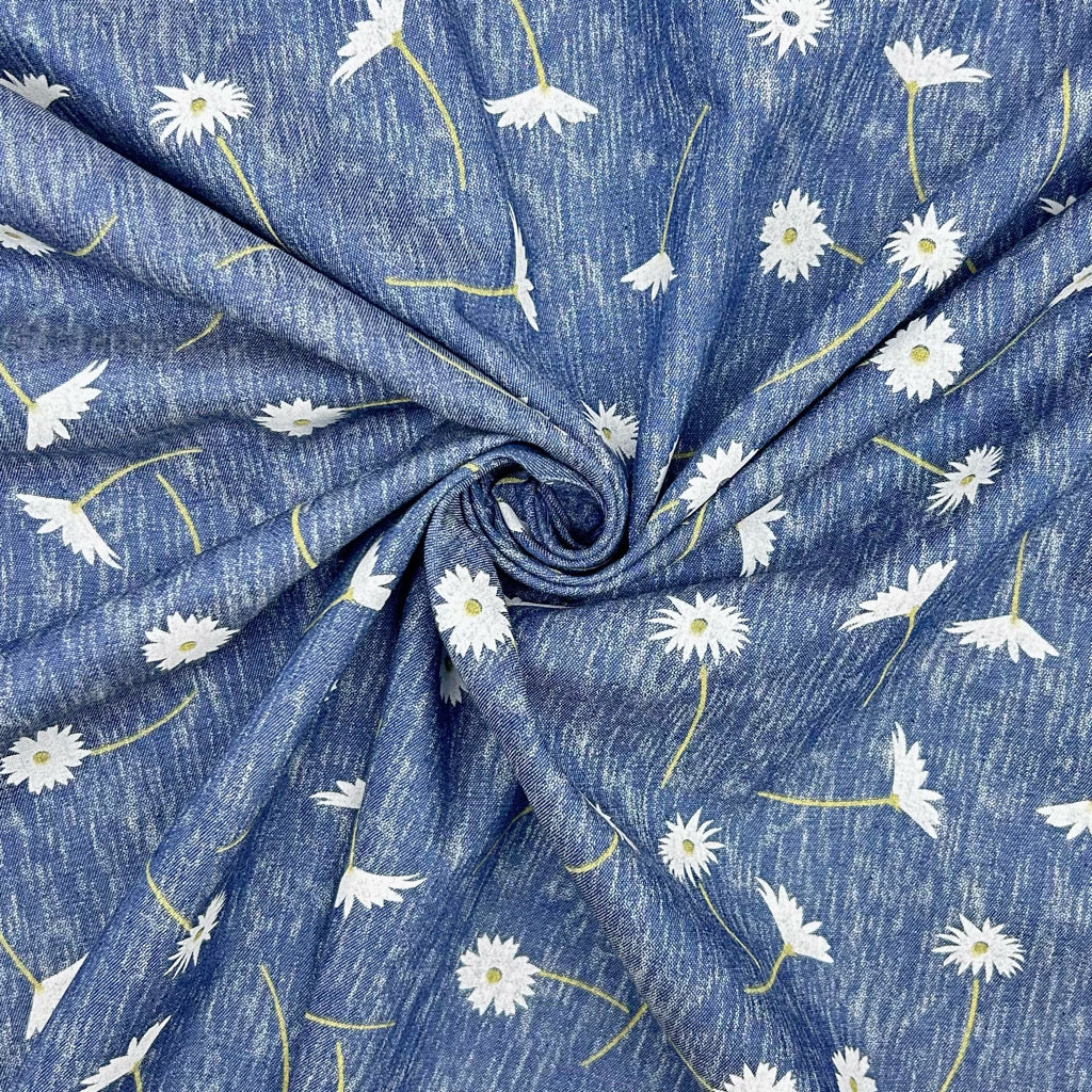 Sunny Floral Chambray Denim Fabric