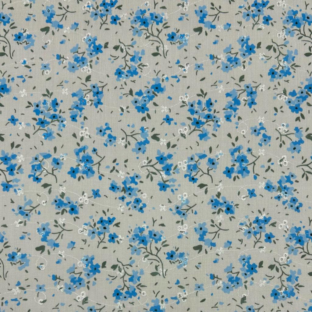 Simple Flowers Broderie Anglaise Polycotton Fabric - Pound Fabrics