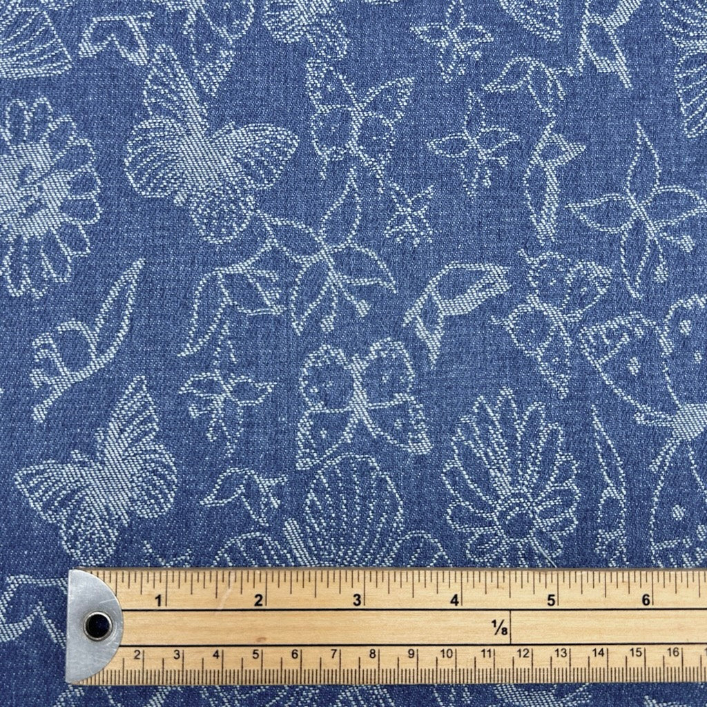 Butterfly Blooms Jacquard Denim Fabric