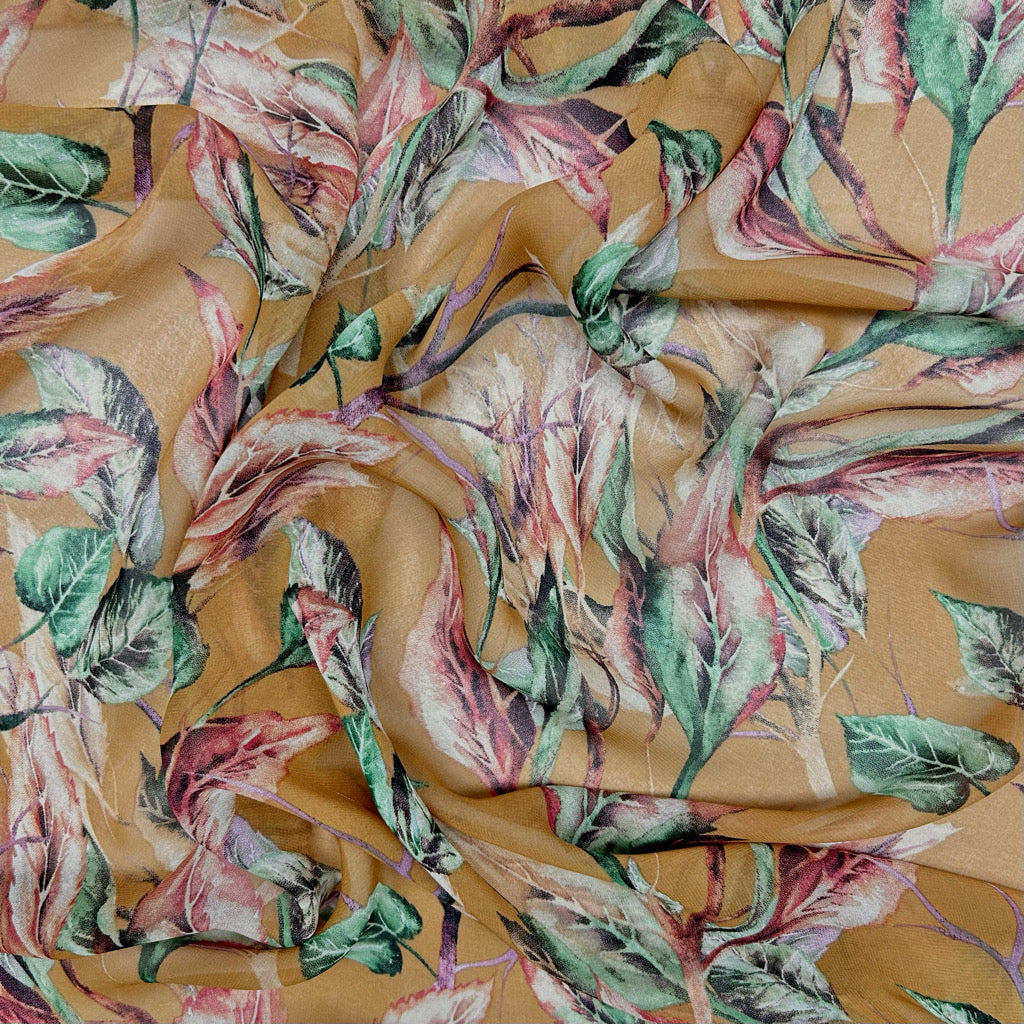 Wild Leaves Chiffon Fabric