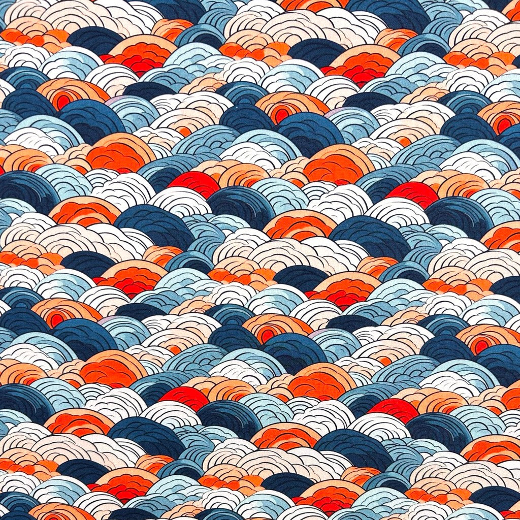 Sunset Waves Rose &amp; Hubble Cotton Poplin Fabric