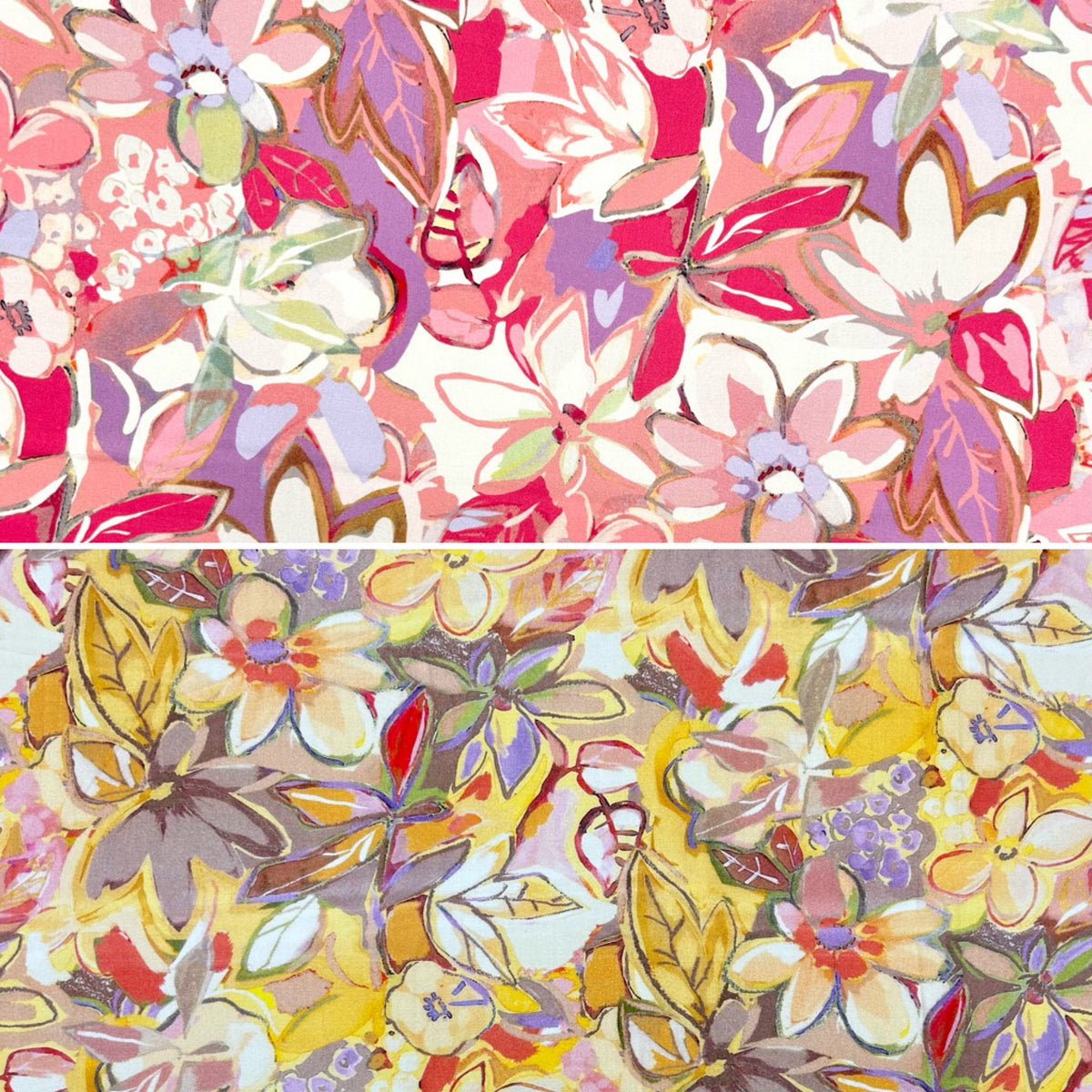 Painterly Petals Viscose Fabric