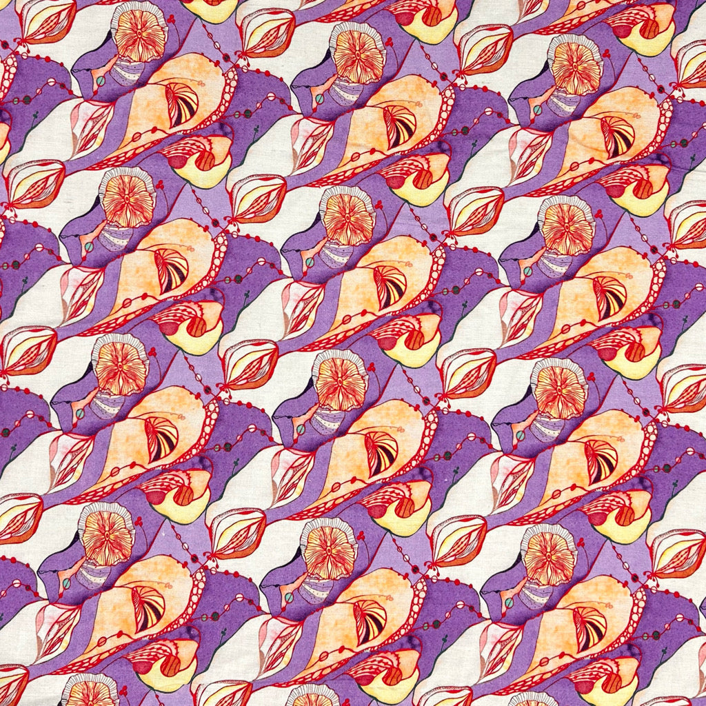 Retro Petal Bamboo Linen Blend Fabric