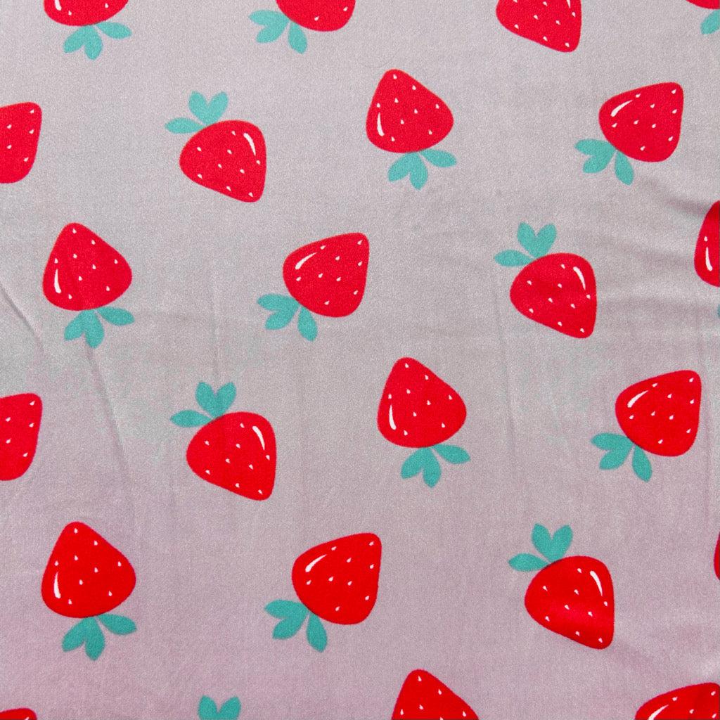 Sweet Strawberries Fleece Jersey Fabric