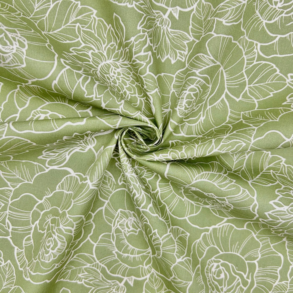 Elegant Blooms Rose & Hubble Cotton Poplin Fabric