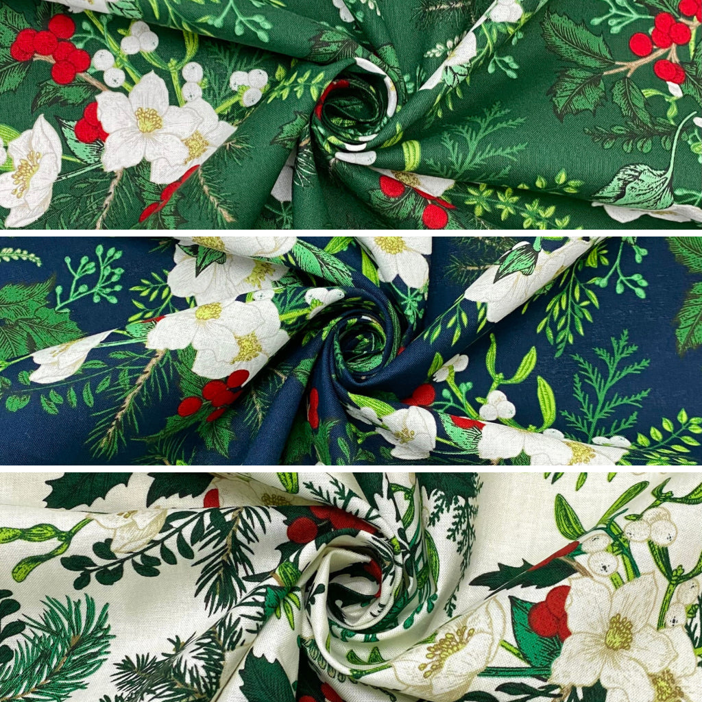 Floral Mistletoe Cotton Fabric