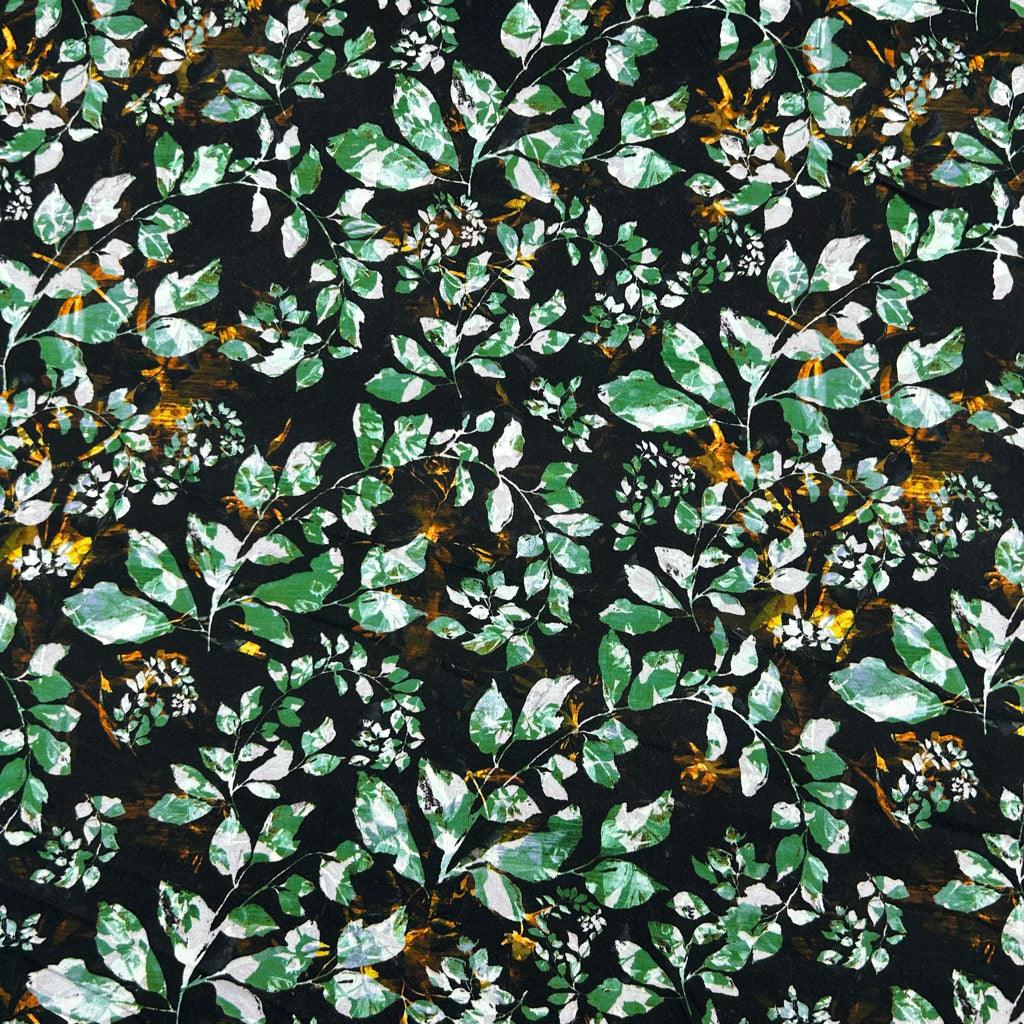 All Over Leaves Viscose Twill Fabric - Pound Fabrics